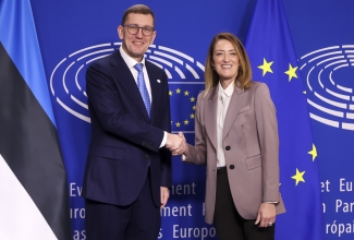 Prime Minister Kristen Michal and President of European Parliament Roberta Metsola